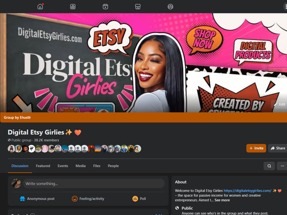 Digital Etsy Girlies Facebook group preview